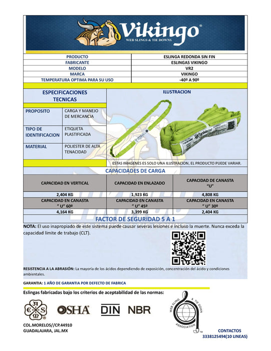 Eslinga Tubular 2 de Poliester | Eslinga para Izaje de Mercancía